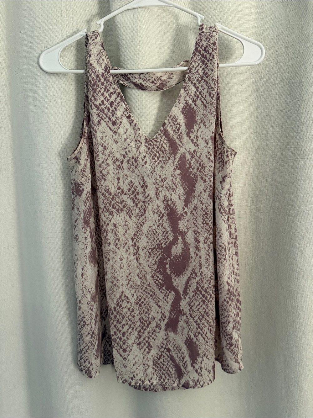 Maurice’s V-Neck Snake Print Top in Taupe